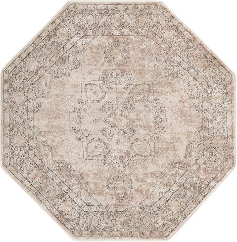 Unique Loom Portland Collection Area Rug - Canby (5' 3" Octagon Ivory/Beige) in Saudi Arabia