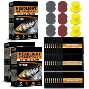 مجموعة استعادة المصابيح الأمامية، 3 مناديل لاستعادة الوضوح، وإزالة الاصفرار والأكسدة، واستعادة المصابيح الأمامية إلى حالة جديدة تمامًا، ومجموعة تلميع عدسات المصابيح الأمامية لجميع أنواع المركبات (مجموعة واحدة) in Kuwait