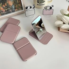 4.25-Inch Foldable Makeup Mirror with Frame, Mini Stylish Vanity Mirror for Desktop Use in Dorms, Offices, Homes, and Travel, (Brown) in Saudi Arabia
