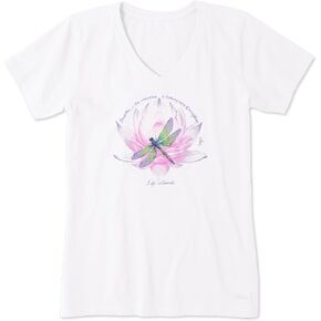 Life is Good Women's Crusher Tee, Short Sleeve Cotton Graphic T-Shirts, Dragonfly Lotus Breathe in Kuwait