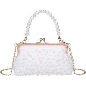 CHIC DIARY Women Pearl Crossbody Bag Wedding Guest Purse Pearl Beaded Evening Clutch Wallet for Prom in Saudi Arabia