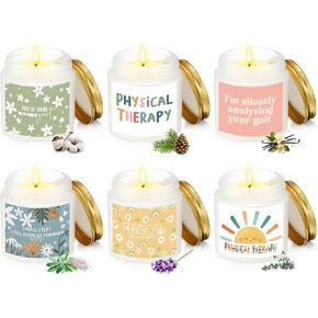 6 Pcs Physical Therapy Month Gifts Bulk Funny Scented Candles Bulk 3.5 oz Therapist Candles Soy Wax Appreciation Gifts for Pt Physical Therapists Women Men Coworkers Therapy Month in Saudi Arabia