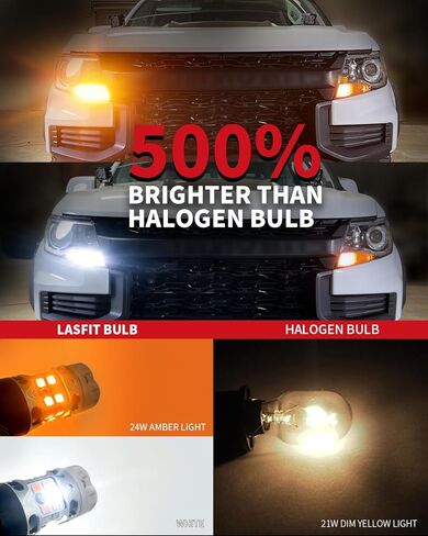 LASFIT T3 7443 7440 LED لمبة كهرمانية لسيارة Toyota Camry SE/LE/TRD/L 2018-2024، 2025 SE/LE 7444 LED مصباح إشارة الانعطاف الأمامي الخلفي 7444NA مقاوم مدمج 100% خالٍ من الأخطاء (قطعتان) in Kuwait