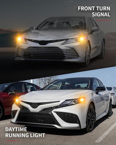 LASFIT T3 7443 7440 LED لمبة كهرمانية لسيارة Toyota Camry SE/LE/TRD/L 2018-2024، 2025 SE/LE 7444 LED مصباح إشارة الانعطاف الأمامي الخلفي 7444NA مقاوم مدمج 100% خالٍ من الأخطاء (قطعتان) in Kuwait