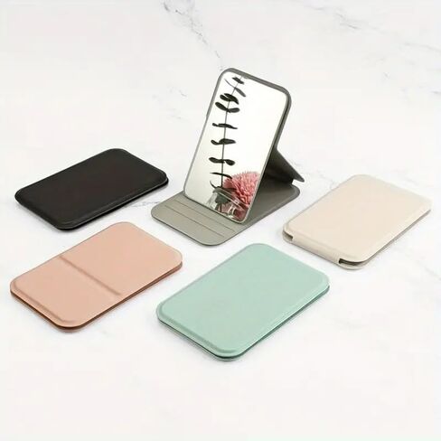 4.25-Inch Foldable Makeup Mirror with Frame, Mini Stylish Vanity Mirror for Desktop Use in Dorms, Offices, Homes, and Travel, (Brown) in Saudi Arabia