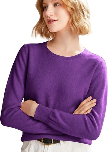 Cashmere Sweaters for Women Long Sleeve Crew Neck Ribbed Knit Tops Pullover Lightweight Wool Sweater Soft Cozy Warm in Saudi Arabia