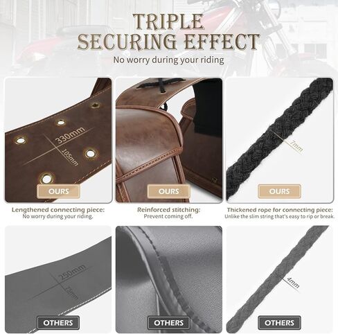 حقائب سرج للدراجات النارية من NICECNC، حقائب سرج من جلد البولي يوريثان، أشرطة معززة وقطعة سرج، مع حامل أكواب وقفل، حقائب جانبية للرمي فوق السرج، ملحقات عالمية للدراجات النارية، أسود in Kuwait