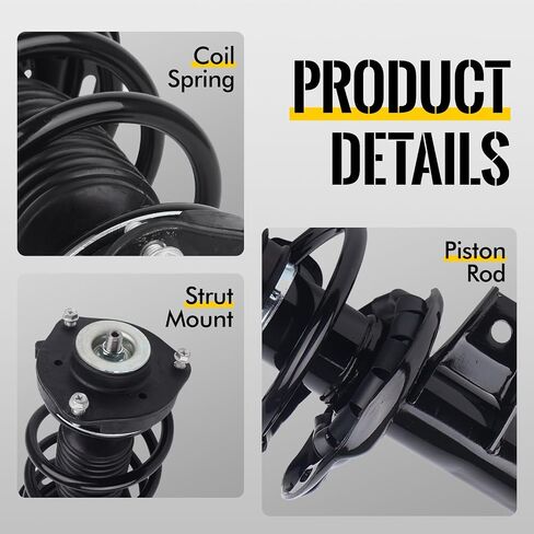KUSATEC Front Pair Complete Struts Shock Absorber fit for Volkswagen Beetle 2012-2019/Eos 2007-2011/Golf 2010-2014/Jetta 2005-2018, 172311 Left/Right Struts with Coil Spring Assemblies in Saudi Arabia