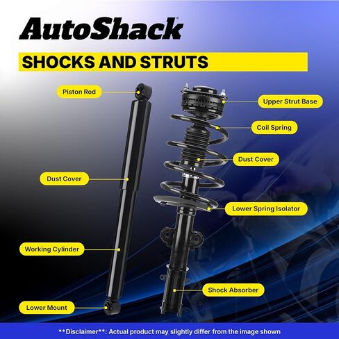 مجموعة AutoShack الأمامية الكاملة للدعامات والزنبركات اللولبية مع مجموعة ممتصات الصدمات الخلفية لـ 2006-2010 Hyundai Sonata 2006-2011 Azera V6 | طقم استبدال نظام تعليق السيارة بالكامل CST375-KS616 in Saudi Arabia