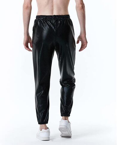 Mens Shiny Silver Metallic Jogger Sweatpants Hip Hop Trousers Night Club Party Festival Prom Streetwear in Kuwait