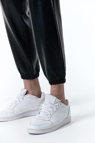 Mens Shiny Silver Metallic Jogger Sweatpants Hip Hop Trousers Night Club Party Festival Prom Streetwear in Kuwait