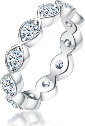 AnuClub مويسانيتي الخلود خاتم الزواج D اللون 925 خواتم الفضة الاسترليني للنساء مع شهادة in Kuwait