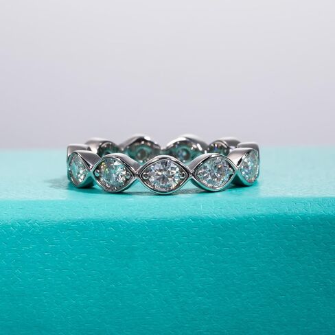 AnuClub مويسانيتي الخلود خاتم الزواج D اللون 925 خواتم الفضة الاسترليني للنساء مع شهادة in Kuwait