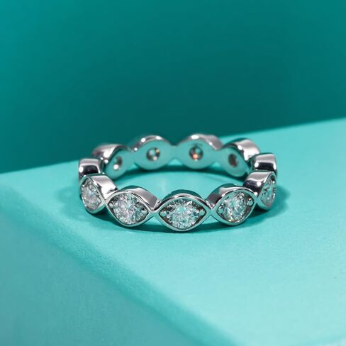 AnuClub مويسانيتي الخلود خاتم الزواج D اللون 925 خواتم الفضة الاسترليني للنساء مع شهادة in Kuwait