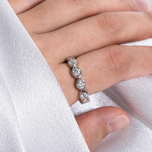 AnuClub مويسانيتي الخلود خاتم الزواج D اللون 925 خواتم الفضة الاسترليني للنساء مع شهادة in Kuwait