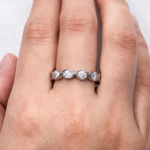 AnuClub مويسانيتي الخلود خاتم الزواج D اللون 925 خواتم الفضة الاسترليني للنساء مع شهادة in Kuwait