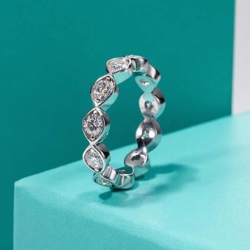 AnuClub مويسانيتي الخلود خاتم الزواج D اللون 925 خواتم الفضة الاسترليني للنساء مع شهادة in Kuwait