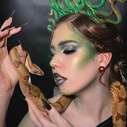 Flyonce Halloween Earrings Rhinestone Snake Earrings Costume Statement Snake Jewelry Serpent Snakes Dangle Earrings Cosplay Jewelry Accessories in Kuwait