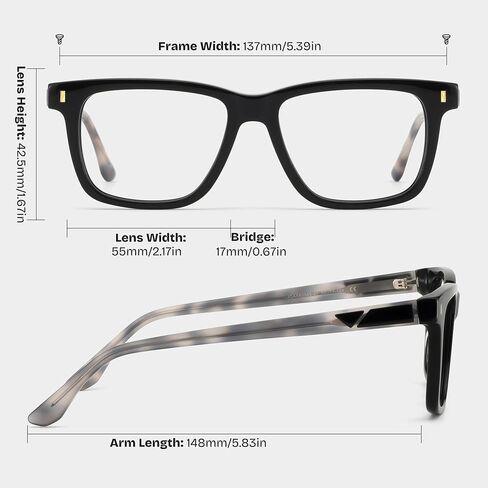 إطارات نظارات Zeelool للنساء والرجال، إطار نظارات مستطيل أنيق مع عدسات شفافة Travis ZJGA880046 in Saudi Arabia