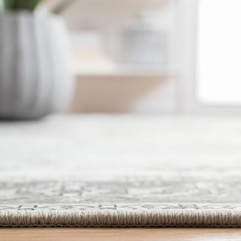 SAFAVIEH Washable Rug Tucson Collection - 5' Square, Dark Sage & Ivory, Slip Resistant, Ideal for High Traffic Areas in Living Room, Bedroom, Home Office, Dining Space (TSN102F-5SQ) in Saudi Arabia