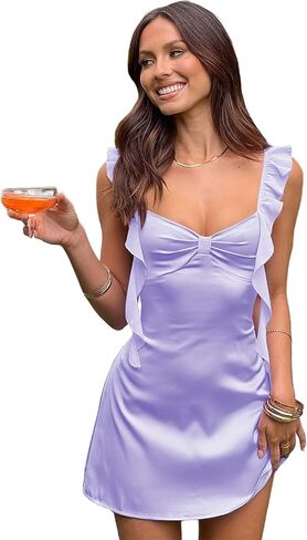 Ruffles Shoulder Straps Homecoming Dresses for Teens Satin Cocktail Party Gown Short Tight Prom Dress in Kuwait