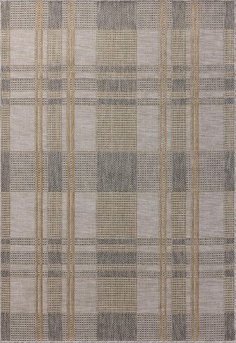 Loloi Birch Collection BIR-05 Bone/Gold 3'-6" x 5'-6", .25" Pile Height, Area Rug, Indoor/Outdoor, Durable, Neutral, Easy Clean, Rug for Patio, Deck, Entry, Balcony, Outdoor Space in Saudi Arabia