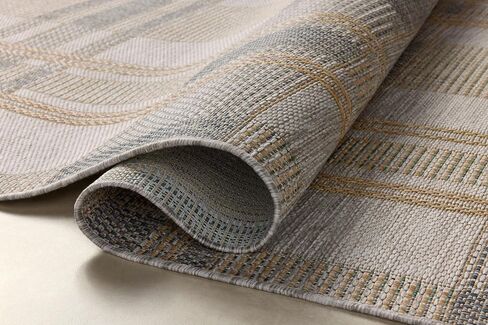 Loloi Birch Collection BIR-05 Bone/Gold 3'-6" x 5'-6", .25" Pile Height, Area Rug, Indoor/Outdoor, Durable, Neutral, Easy Clean, Rug for Patio, Deck, Entry, Balcony, Outdoor Space in Saudi Arabia