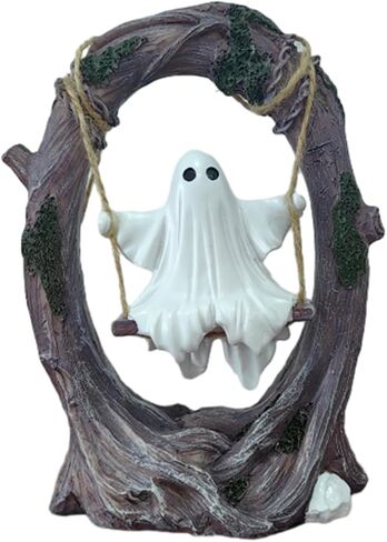 Enchanted Swinging Ghost on a Tree - Large 6.3" Resin Figurine, Spooky Cute Halloween and Gothic Home Decor, Unique Gift and Party Favor in Kuwait