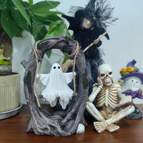 Enchanted Swinging Ghost on a Tree - Large 6.3" Resin Figurine, Spooky Cute Halloween and Gothic Home Decor, Unique Gift and Party Favor in Kuwait
