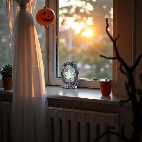 Enchanted Swinging Ghost on a Tree - Large 6.3" Resin Figurine, Spooky Cute Halloween and Gothic Home Decor, Unique Gift and Party Favor in Kuwait