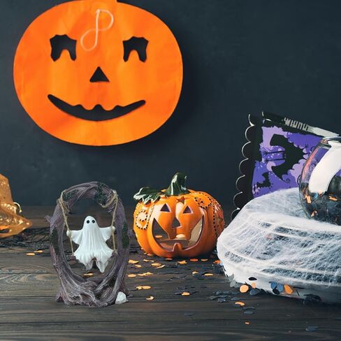 Enchanted Swinging Ghost on a Tree - Large 6.3" Resin Figurine, Spooky Cute Halloween and Gothic Home Decor, Unique Gift and Party Favor in Kuwait