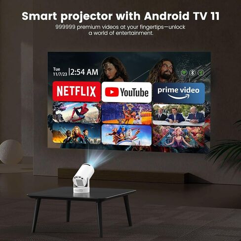 جهاز عرض Mini ، دعم 4K 1080p جهاز عرض محمول مع WiFi6 5G WIRELESS 5.2 Bluetooth Android 11 ، 200 ANSI Lumens ، 180 ° Rotatable ، تصحيح مفتاح Auto Keystone ، 35 "-130". in Kuwait