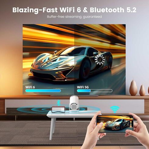 جهاز عرض Mini ، دعم 4K 1080p جهاز عرض محمول مع WiFi6 5G WIRELESS 5.2 Bluetooth Android 11 ، 200 ANSI Lumens ، 180 ° Rotatable ، تصحيح مفتاح Auto Keystone ، 35 "-130". in Kuwait