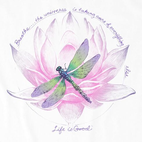 Life is Good Women's Crusher Tee, Short Sleeve Cotton Graphic T-Shirts, Dragonfly Lotus Breathe in Saudi Arabia