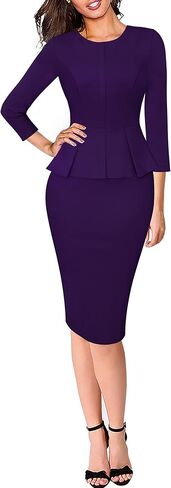 فستان VFSHOW نسائي برقبة دائرية بيبلوم للعمل والمكتب والكنيسة in Kuwait