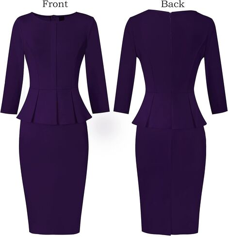 فستان VFSHOW نسائي برقبة دائرية بيبلوم للعمل والمكتب والكنيسة in Kuwait