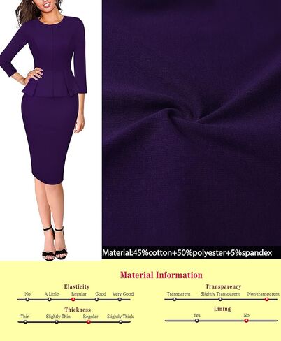 فستان VFSHOW نسائي برقبة دائرية بيبلوم للعمل والمكتب والكنيسة in Kuwait