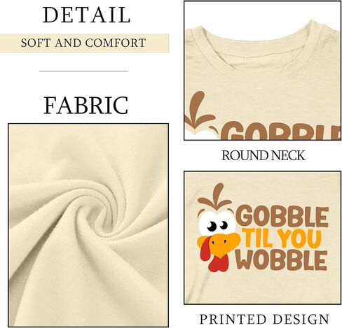 قمصان عيد الشكر للنساء تي شيرت Gobble Till You Wobble تي شيرت الشكر التركي تيشيرتات Gobble Fall بأكمام طويلة in Saudi Arabia