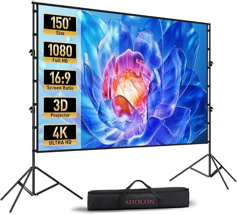 Projector Screen - 120 inch Projector Screen 16:9 Washable Foldable Portable Projector Movie Screen for Home Theater Indoor Outdoor Projector Screen,Support Double Sided Projection Screen. in Saudi Arabia