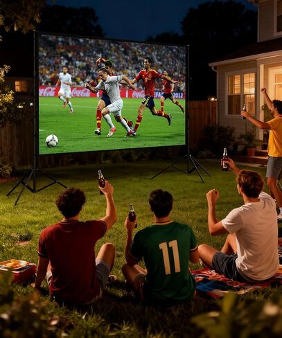 Projector Screen - 120 inch Projector Screen 16:9 Washable Foldable Portable Projector Movie Screen for Home Theater Indoor Outdoor Projector Screen,Support Double Sided Projection Screen. in Saudi Arabia