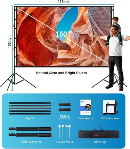 Projector Screen - 120 inch Projector Screen 16:9 Washable Foldable Portable Projector Movie Screen for Home Theater Indoor Outdoor Projector Screen,Support Double Sided Projection Screen. in Saudi Arabia