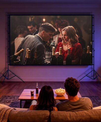 Projector Screen - 120 inch Projector Screen 16:9 Washable Foldable Portable Projector Movie Screen for Home Theater Indoor Outdoor Projector Screen,Support Double Sided Projection Screen. in Saudi Arabia
