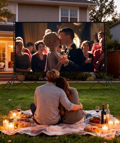 Projector Screen - 120 inch Projector Screen 16:9 Washable Foldable Portable Projector Movie Screen for Home Theater Indoor Outdoor Projector Screen,Support Double Sided Projection Screen. in Saudi Arabia