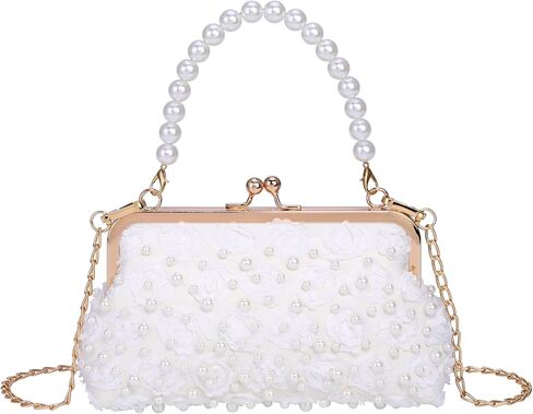CHIC DIARY Women Pearl Crossbody Bag Wedding Guest Purse Pearl Beaded Evening Clutch Wallet for Prom in Saudi Arabia