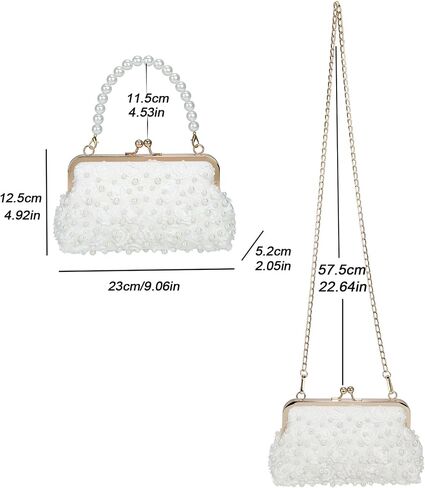 CHIC DIARY Women Pearl Crossbody Bag Wedding Guest Purse Pearl Beaded Evening Clutch Wallet for Prom in Saudi Arabia