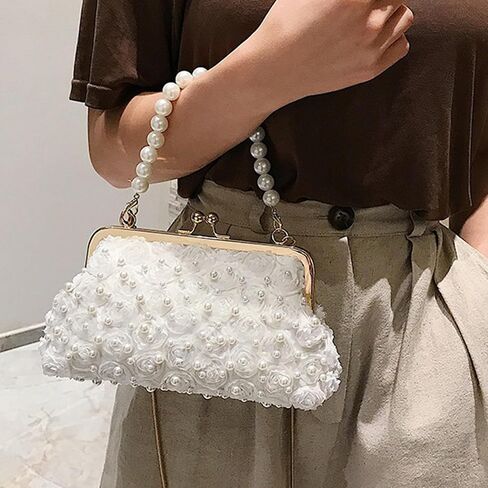 CHIC DIARY Women Pearl Crossbody Bag Wedding Guest Purse Pearl Beaded Evening Clutch Wallet for Prom in Saudi Arabia