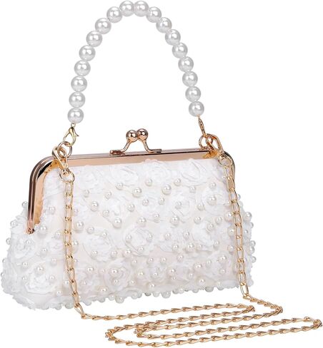 CHIC DIARY Women Pearl Crossbody Bag Wedding Guest Purse Pearl Beaded Evening Clutch Wallet for Prom in Saudi Arabia