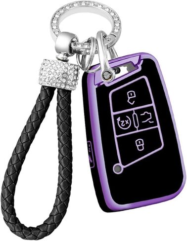 for Ford Key Fob Cover with Keychain, Key Fob Case Cover Fits for Ford Expedition Explorer Escape Fusion Edge Bronco Mustang F150 F250 Lincoln Aviator Car Accessories 5 Button Smart Key in Saudi Arabia