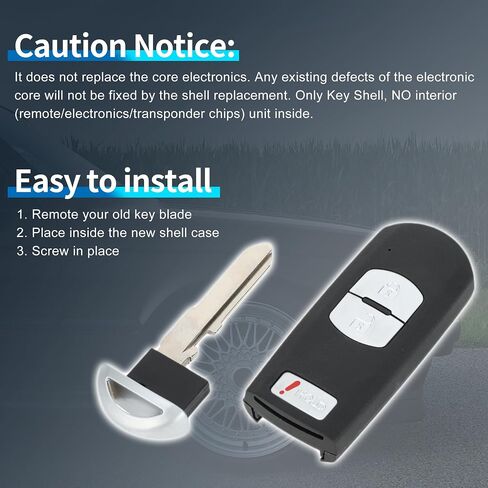 X AUTOHAUX مفتاح شل حالة دخول بدون مفتاح عن بعد مفتاح فوب استبدال حالة لمازدا 3 2014-2018 لمازدا CX-3 2017-2020 3 أزرار WAZSKE13D01 662F-SKE13D01 in Saudi Arabia