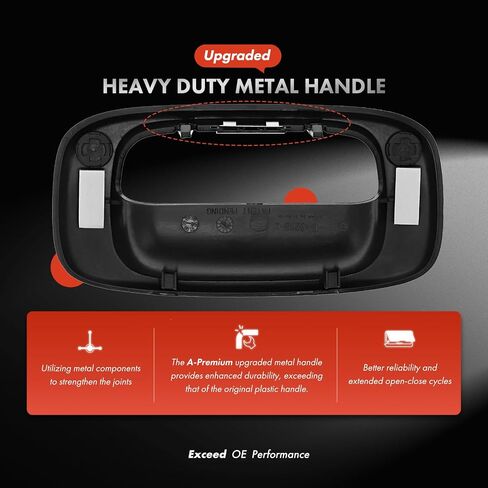 A-Premium Tailgate Handle Bezel w/Upgraded Metal Clip - Compatible with 99-07 Chevrolet & GMC - Silverado 1500 2500 3500 Classic HD Sierra - Textured Black, Replace# 15228539, 15046512 in Saudi Arabia
